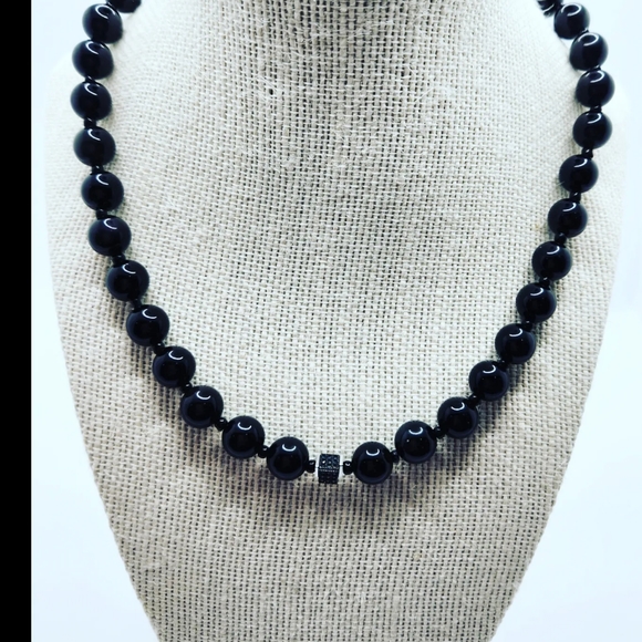 Black Obsidian Necklace 10 mm - Picture 4 of 4